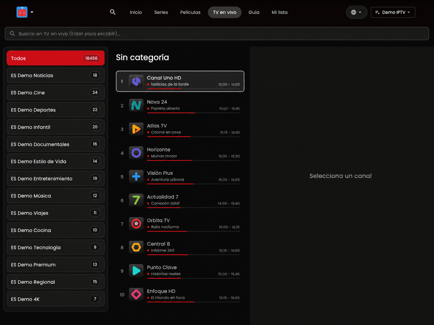 ZyvoCast live TV channel list with categories
